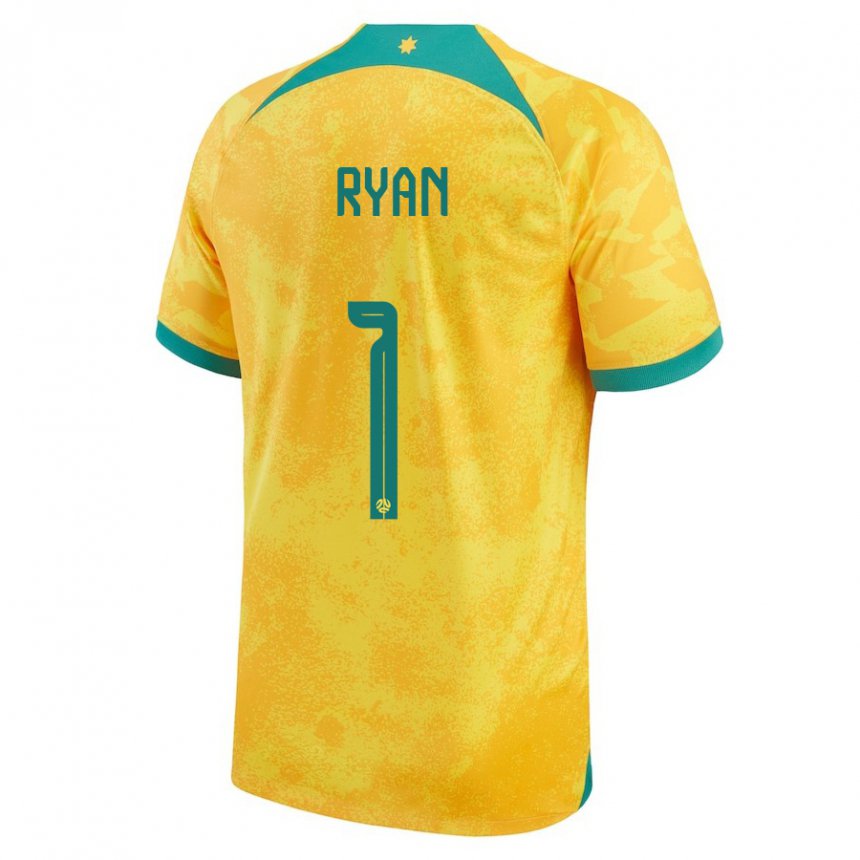 Niño Camiseta Australia Mathew Ryan #1 Dorado 1ª Equipación 22-24 La Camisa Chile