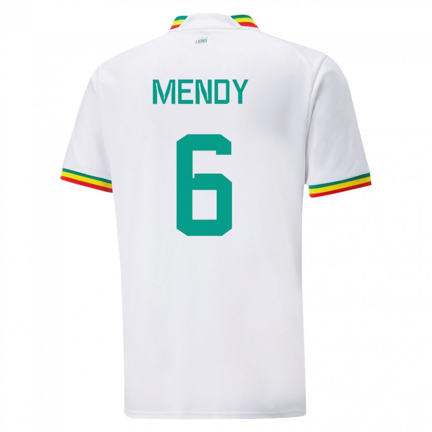 Niño Camiseta Senegal Nampalys Mendy #6 Blanco 1ª Equipación 22-24 La Camisa Chile