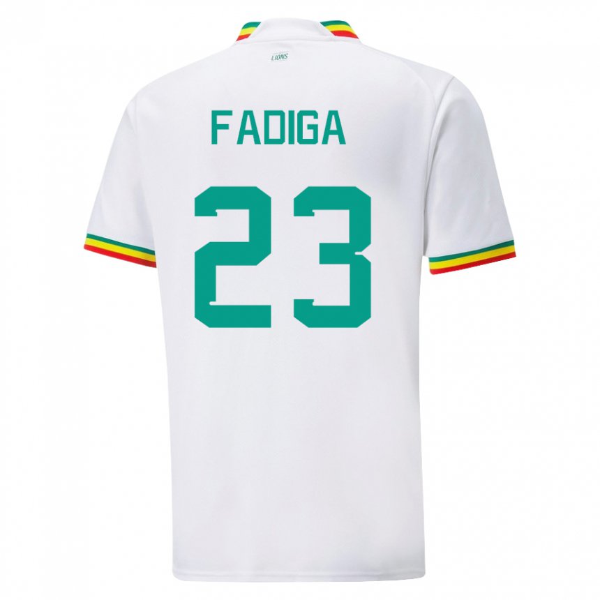 Niño Camiseta Senegal Noah Fadiga #23 Blanco 1ª Equipación 22-24 La Camisa Chile