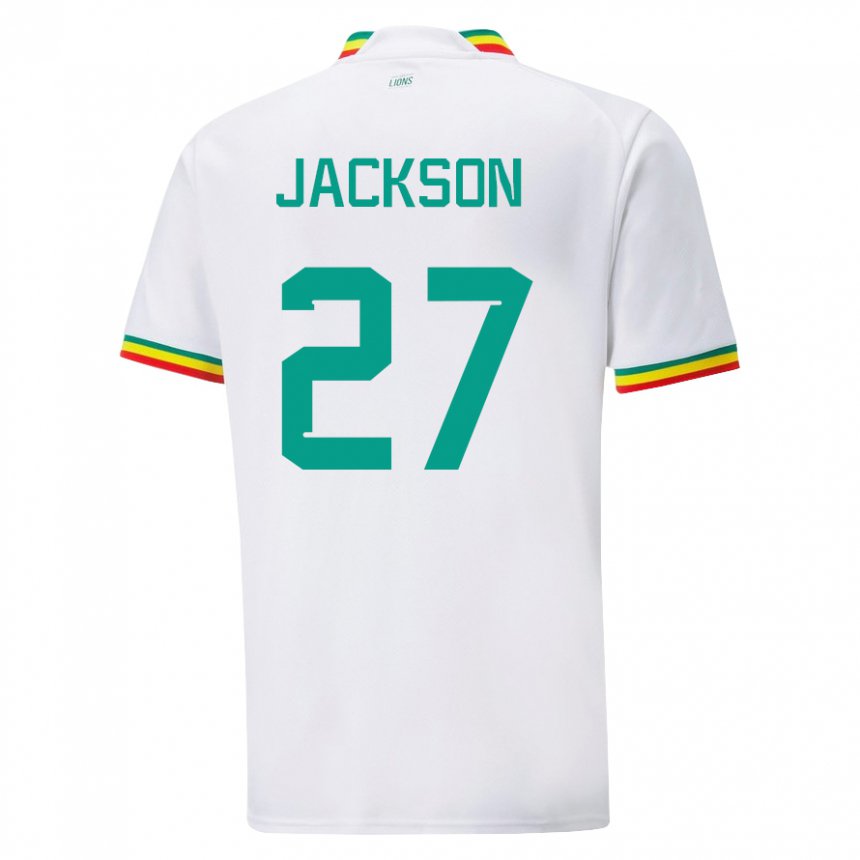 Niño Camiseta Senegal Nicolas Jackson #27 Blanco 1ª Equipación 22-24 La Camisa Chile