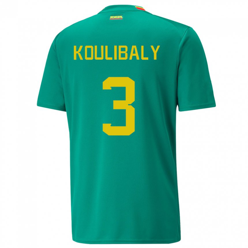 Niño Camiseta Senegal Kalidou Koulibaly #3 Verde 2ª Equipación 22-24 La Camisa Chile