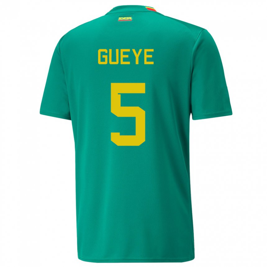 Niño Camiseta Senegal Idrissa Gueye #5 Verde 2ª Equipación 22-24 La Camisa Chile