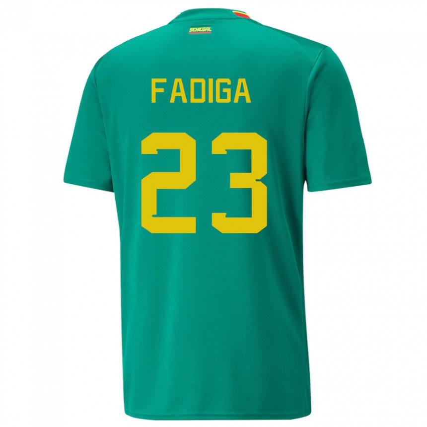 Niño Camiseta Senegal Noah Fadiga #23 Verde 2ª Equipación 22-24 La Camisa Chile