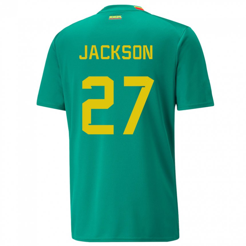 Niño Camiseta Senegal Nicolas Jackson #27 Verde 2ª Equipación 22-24 La Camisa Chile