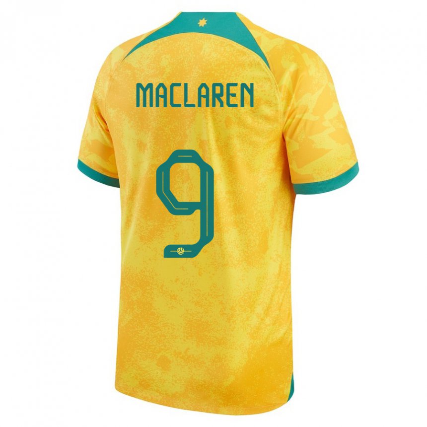 Hombre Camiseta Australia Jamie Maclaren #9 Dorado 1ª Equipación 22-24 La Camisa Chile