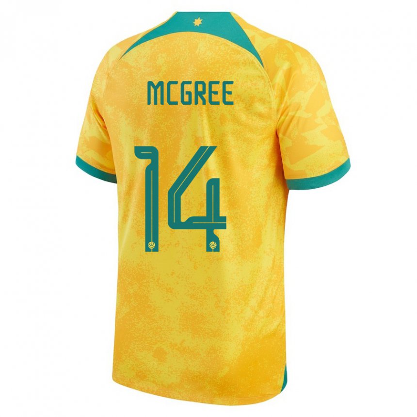 Hombre Camiseta Australia Riley Mcgree #14 Dorado 1ª Equipación 22-24 La Camisa Chile