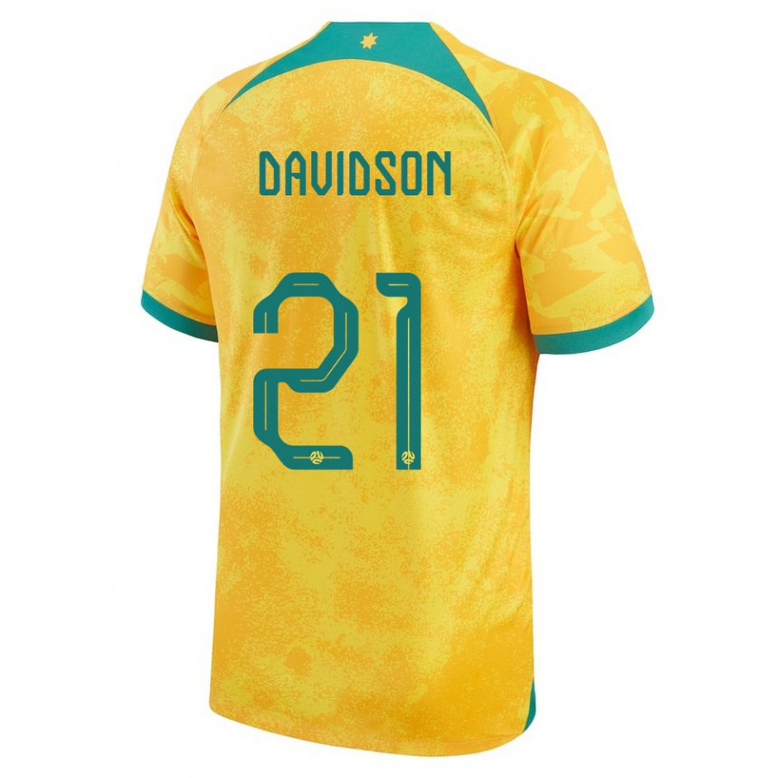 Hombre Camiseta Australia Jason Davidson #21 Dorado 1ª Equipación 22-24 La Camisa Chile