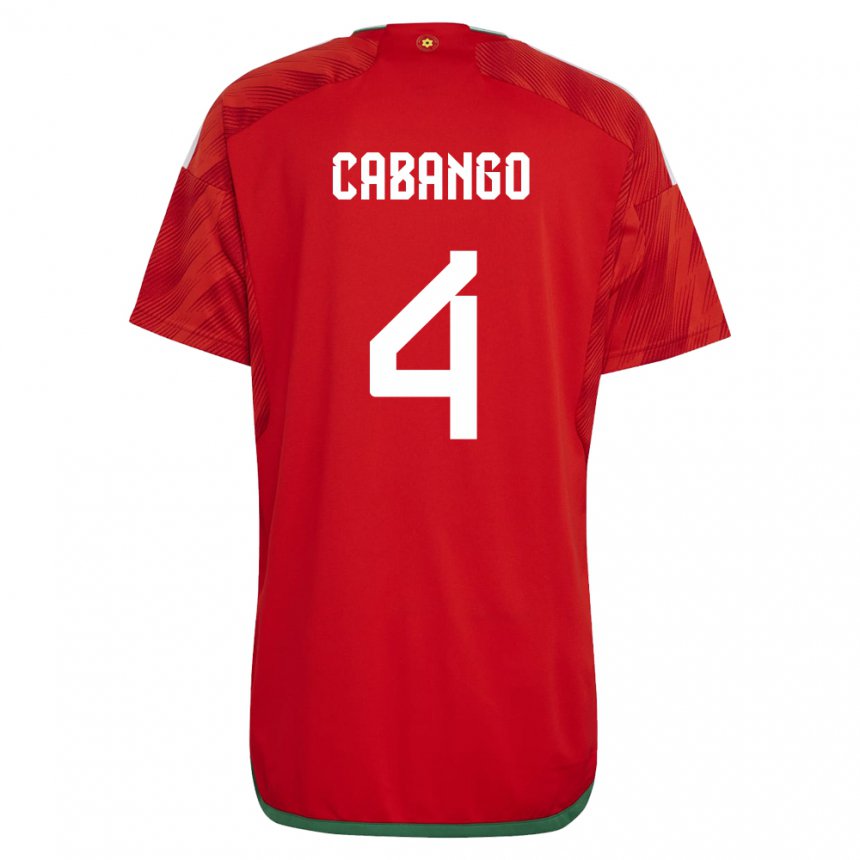 Mujer Camiseta Gales Ben Cabango #4 Rojo 1ª Equipación 22-24 La Camisa Chile
