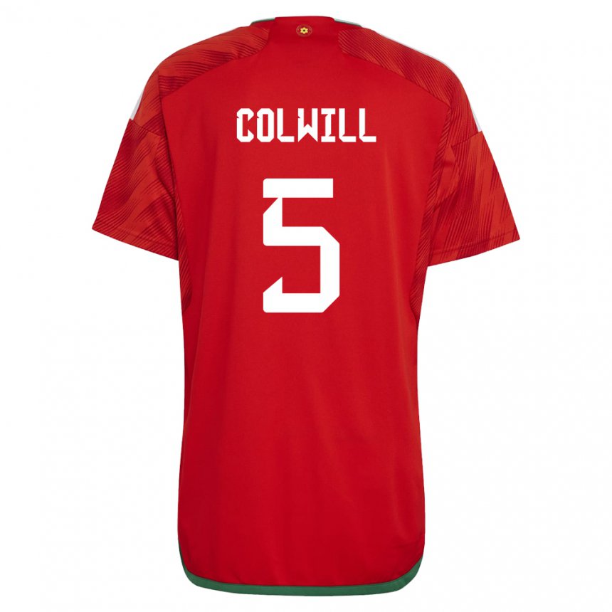 Mujer Camiseta Gales Rubin Colwill #5 Rojo 1ª Equipación 22-24 La Camisa Chile