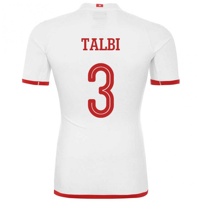 Mujer Camiseta Túnez Montassar Talbi #3 Blanco 2ª Equipación 22-24 La Camisa Chile