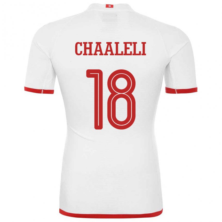 Mujer Camiseta Túnez Ghaliene Chaaleli #18 Blanco 2ª Equipación 22-24 La Camisa Chile