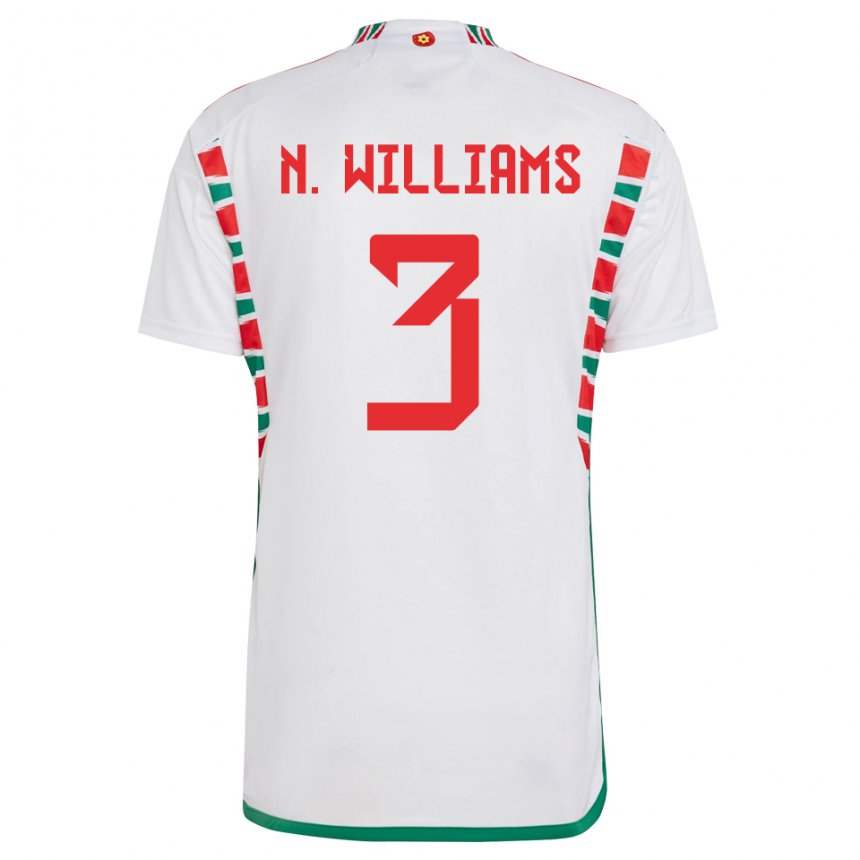Mujer Camiseta Gales Neco Williams #3 Blanco 2ª Equipación 22-24 La Camisa Chile
