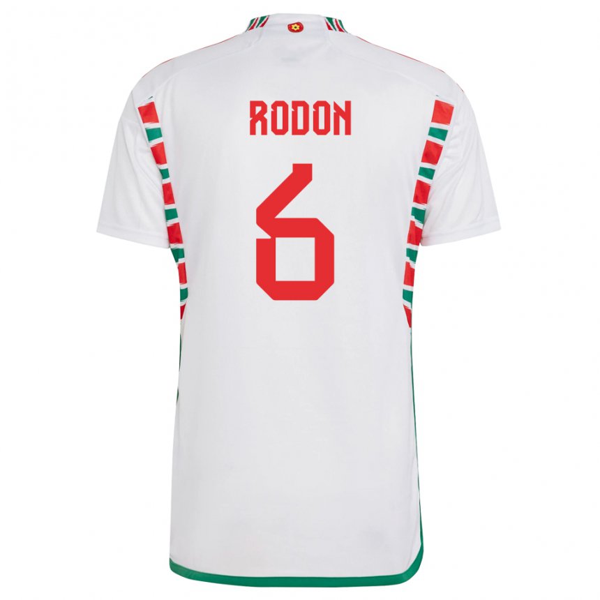 Mujer Camiseta Gales Joe Rodon #6 Blanco 2ª Equipación 22-24 La Camisa Chile