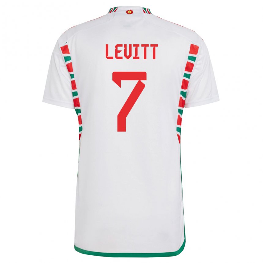 Mujer Camiseta Gales Dylan Levitt #7 Blanco 2ª Equipación 22-24 La Camisa Chile