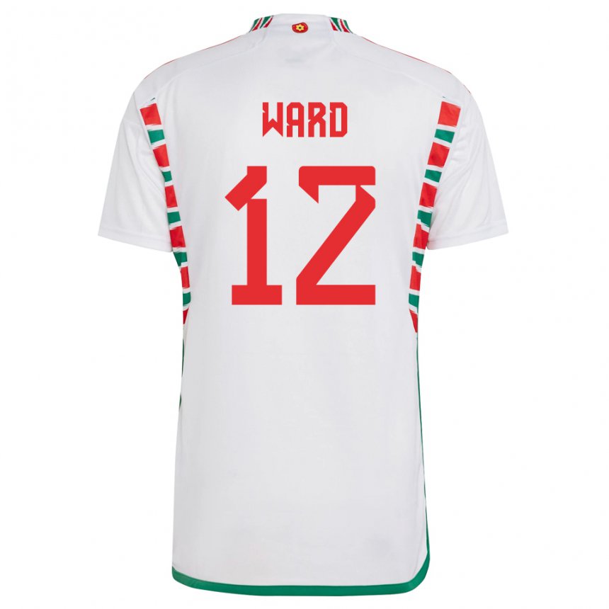 Mujer Camiseta Gales Danny Ward #12 Blanco 2ª Equipación 22-24 La Camisa Chile