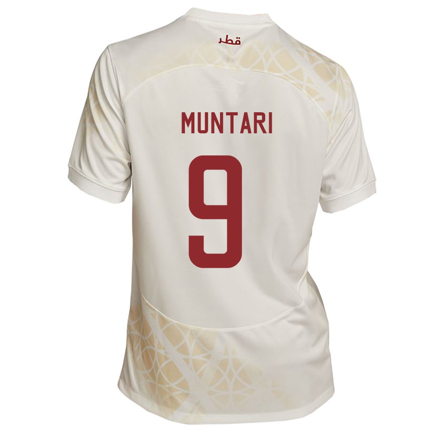 Mujer Camiseta Catar Mohammed Muntari #9 Beis Dorado 2ª Equipación 22-24 La Camisa Chile