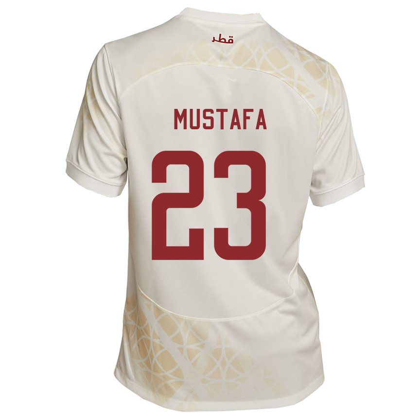 Mujer Camiseta Catar Mustafa Mashaal #23 Beis Dorado 2ª Equipación 22-24 La Camisa Chile