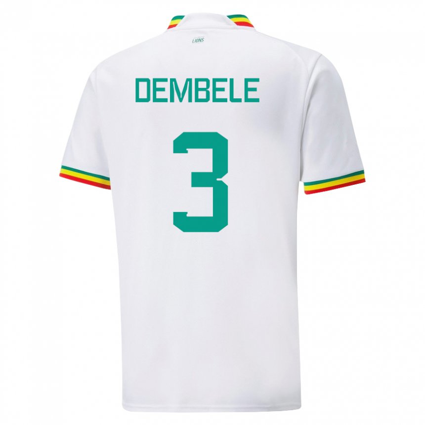Niño Camiseta Senegal Anta Dembele #3 Blanco 1ª Equipación 22-24 La Camisa Chile