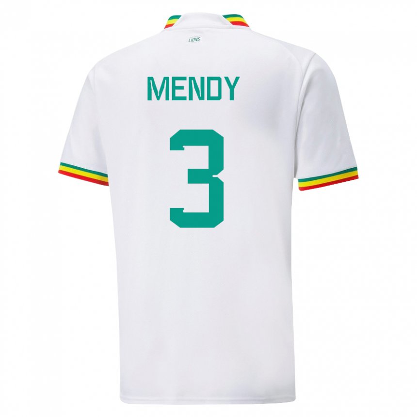 Niño Camiseta Senegal Formose Mendy #3 Blanco 1ª Equipación 22-24 La Camisa Chile