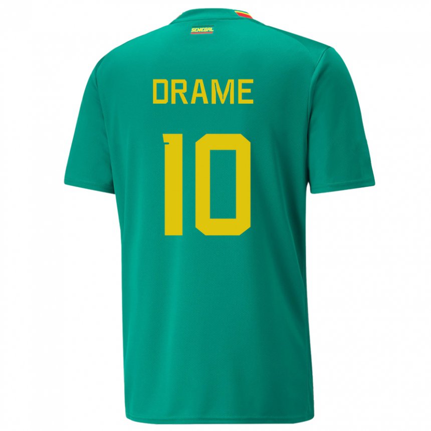 Niño Camiseta Senegal Ibrahima Drame #10 Verde 2ª Equipación 22-24 La Camisa Chile