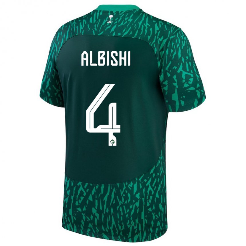 Niño Camiseta Arabia Saudita Abdullah Albishi #4 Verde Oscuro 2ª Equipación 22-24 La Camisa Chile