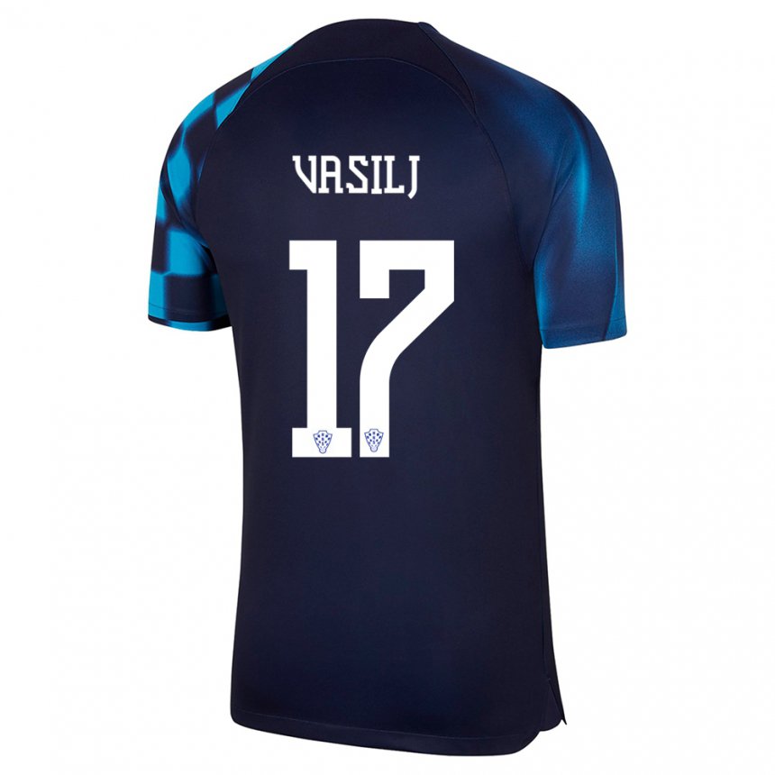 Mierda Construir sobre Persistente Niño Camiseta Croacia Jakov Anton Vasilj #17 Azul Oscuro 2ª Equipación  22-24 La Camisa Chile