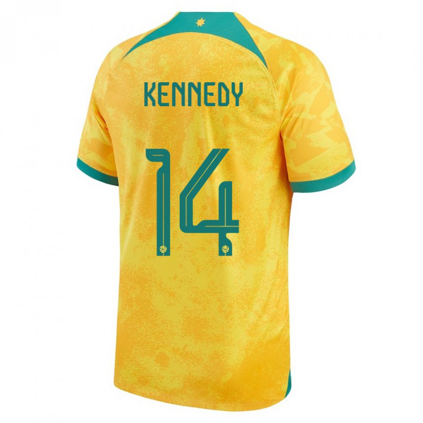 Hombre Camiseta Australia Alanna Kennedy #14 Dorado 1ª Equipación 22-24 La Camisa Chile
