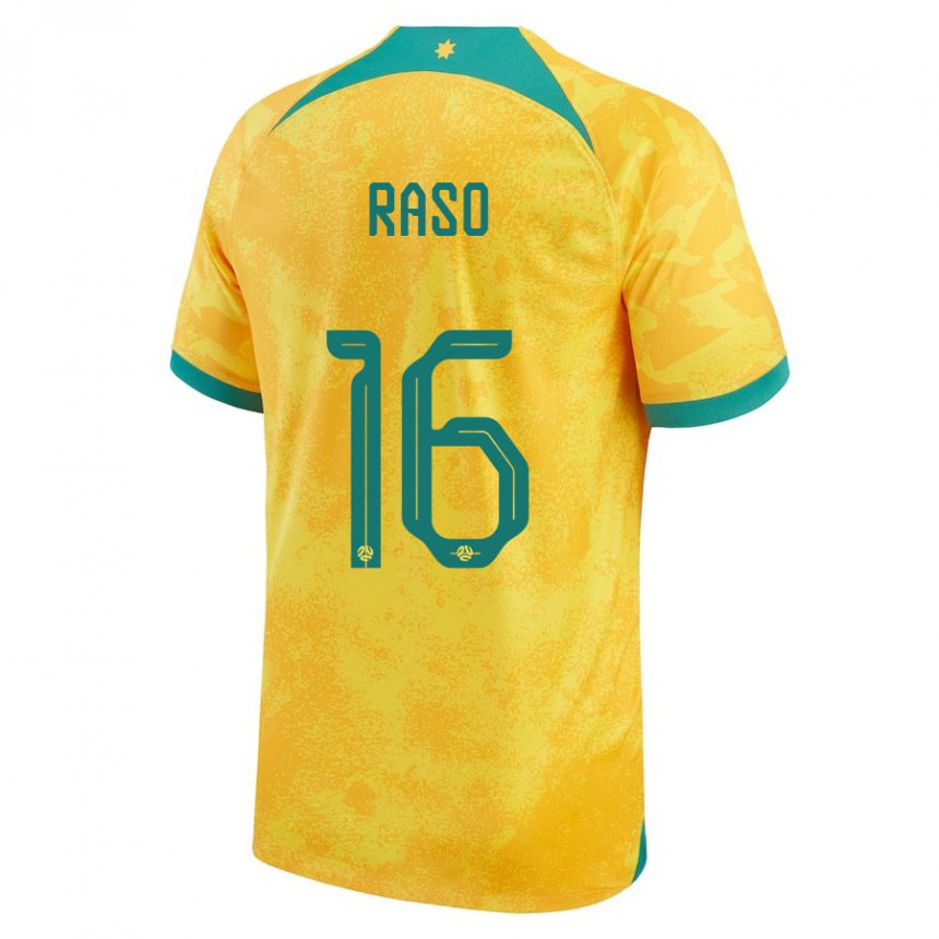 Hombre Camiseta Australia Hayley Raso #16 Dorado 1ª Equipación 22-24 La Camisa Chile