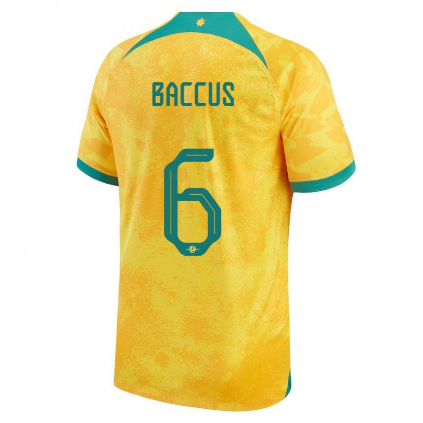 Hombre Camiseta Australia Keanu Baccus #6 Dorado 1ª Equipación 22-24 La Camisa Chile