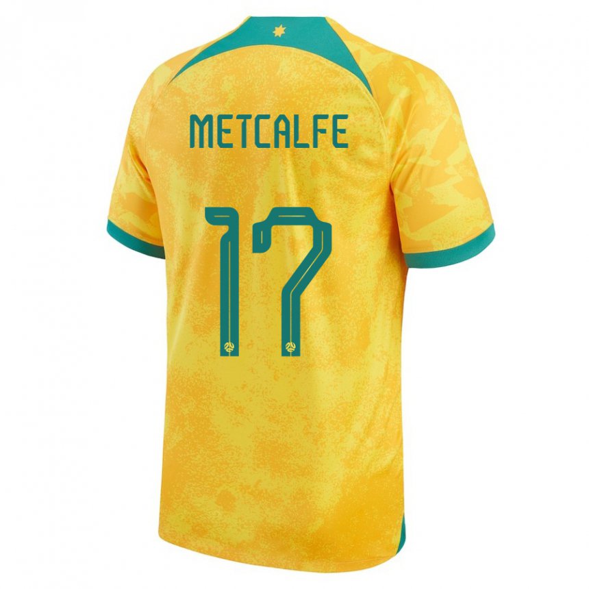 Hombre Camiseta Australia Conor Metcalfe #17 Dorado 1ª Equipación 22-24 La Camisa Chile