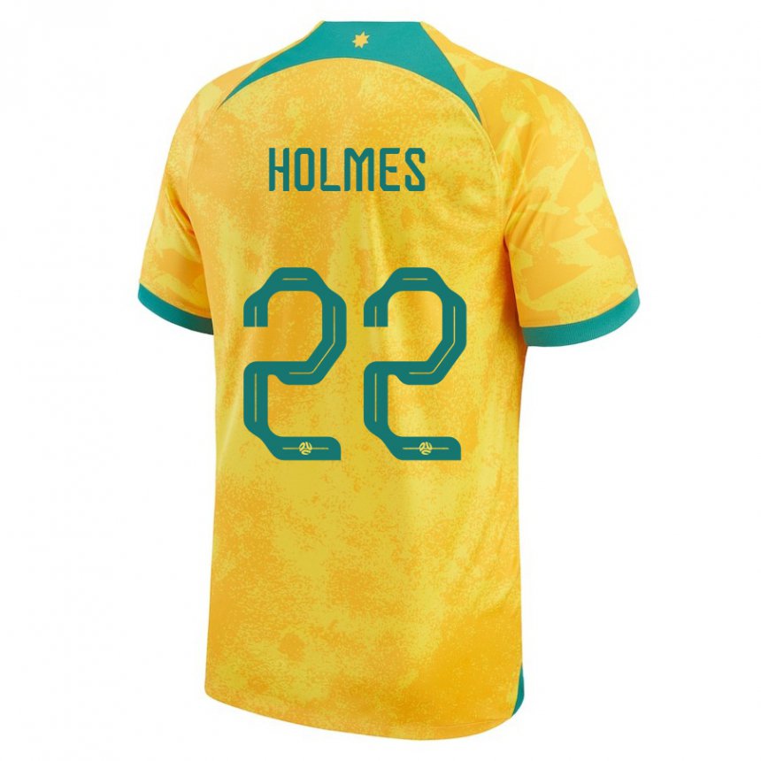 Hombre Camiseta Australia Jordan Holmes #22 Dorado 1ª Equipación 22-24 La Camisa Chile