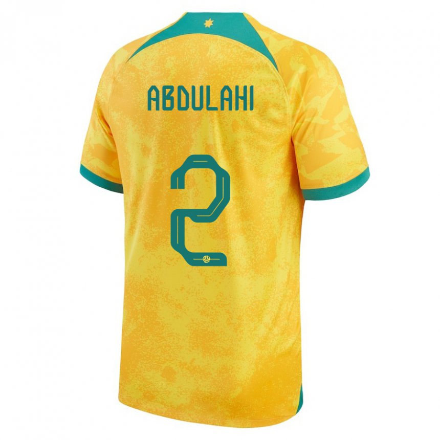 Hombre Camiseta Australia Idrus Abdulahi #2 Dorado 1ª Equipación 22-24 La Camisa Chile