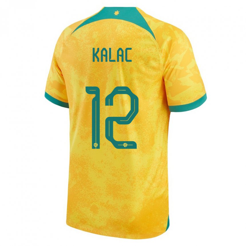 Hombre Camiseta Australia Oliver Kalac #12 Dorado 1ª Equipación 22-24 La Camisa Chile