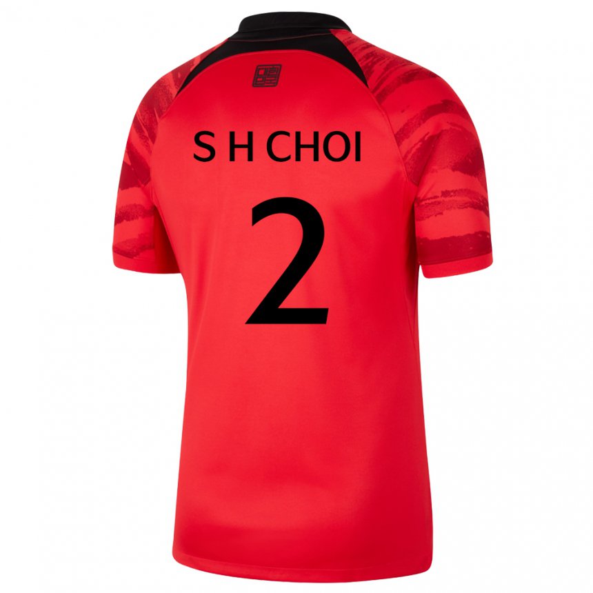 Hombre Camiseta Corea Del Sur Choi Seok Hyeon #2 Negro Rojo 1ª Equipación 22-24 La Camisa Chile