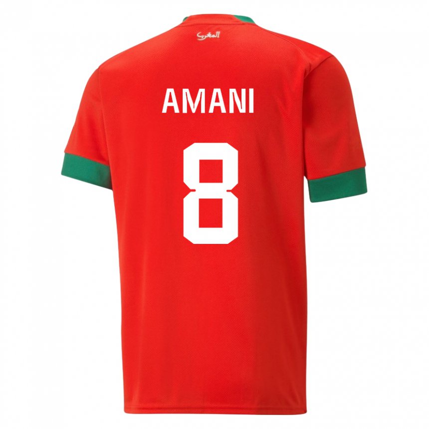 Hombre Camiseta Marruecos Salma Amani #8 Rojo 1ª Equipación 22-24 La Camisa Chile
