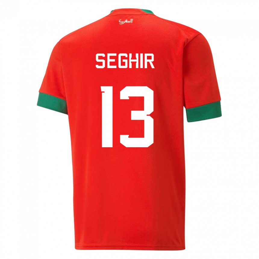 Hombre Camiseta Marruecos Sabah Seghir #13 Rojo 1ª Equipación 22-24 La Camisa Chile
