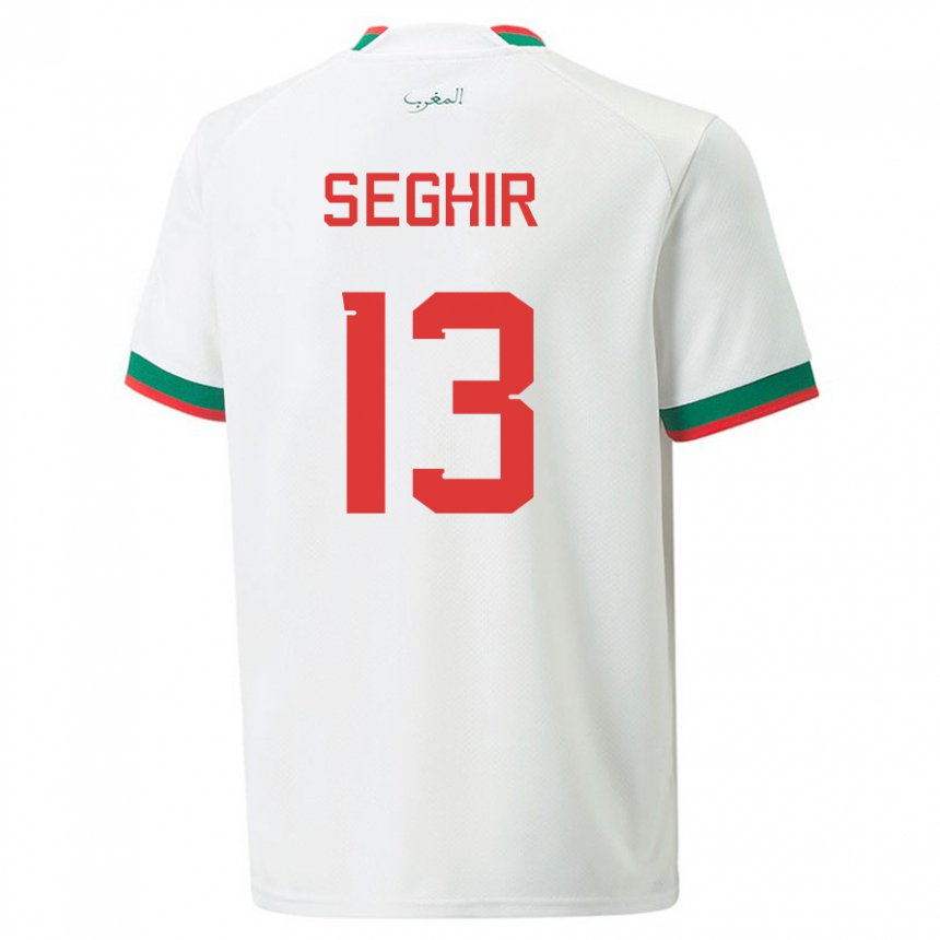 Hombre Camiseta Marruecos Sabah Seghir #13 Blanco 2ª Equipación 22-24 La Camisa Chile