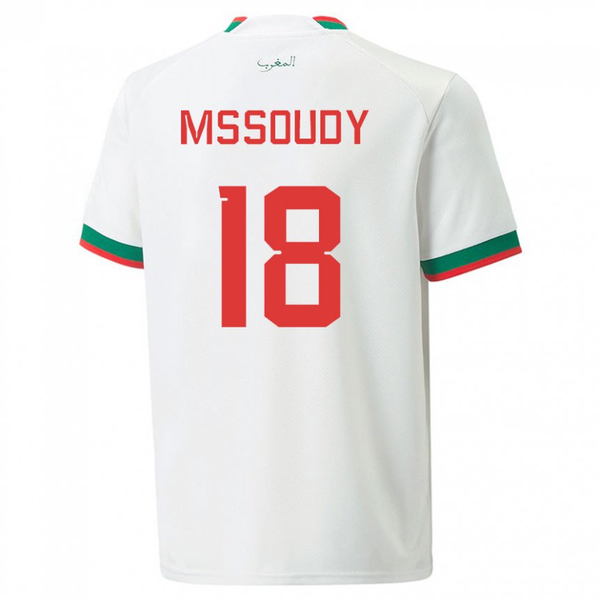 Hombre Camiseta Marruecos Sanaa Mssoudy #18 Blanco 2ª Equipación 22-24 La Camisa Chile