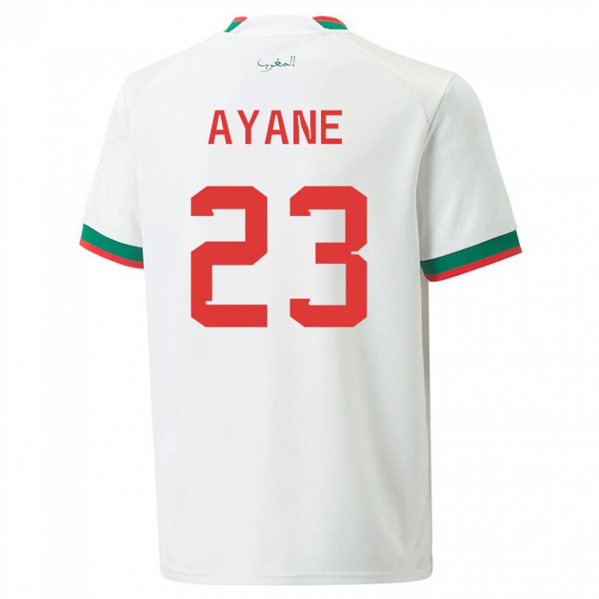 Hombre Camiseta Marruecos Rosella Ayane #23 Blanco 2ª Equipación 22-24 La Camisa Chile