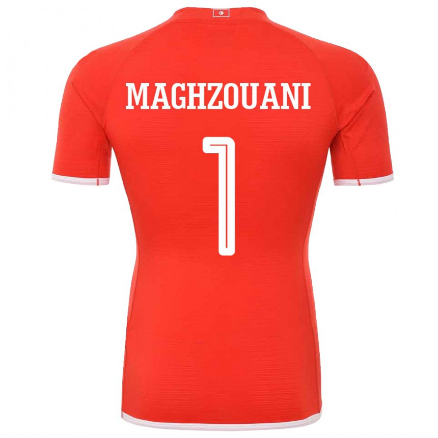 Mujer Camiseta Túnez Wassim Maghzouani #1 Rojo 1ª Equipación 22-24 La Camisa Chile