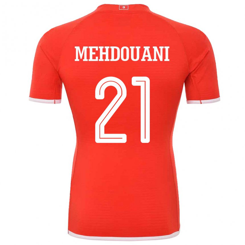 Mujer Camiseta Túnez Firas Mehdouani #21 Rojo 1ª Equipación 22-24 La Camisa Chile