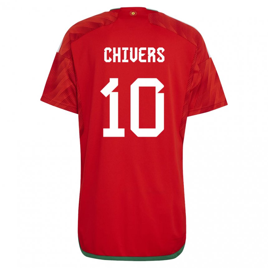 Mujer Camiseta Gales Chloe Chivers #10 Rojo 1ª Equipación 22-24 La Camisa Chile