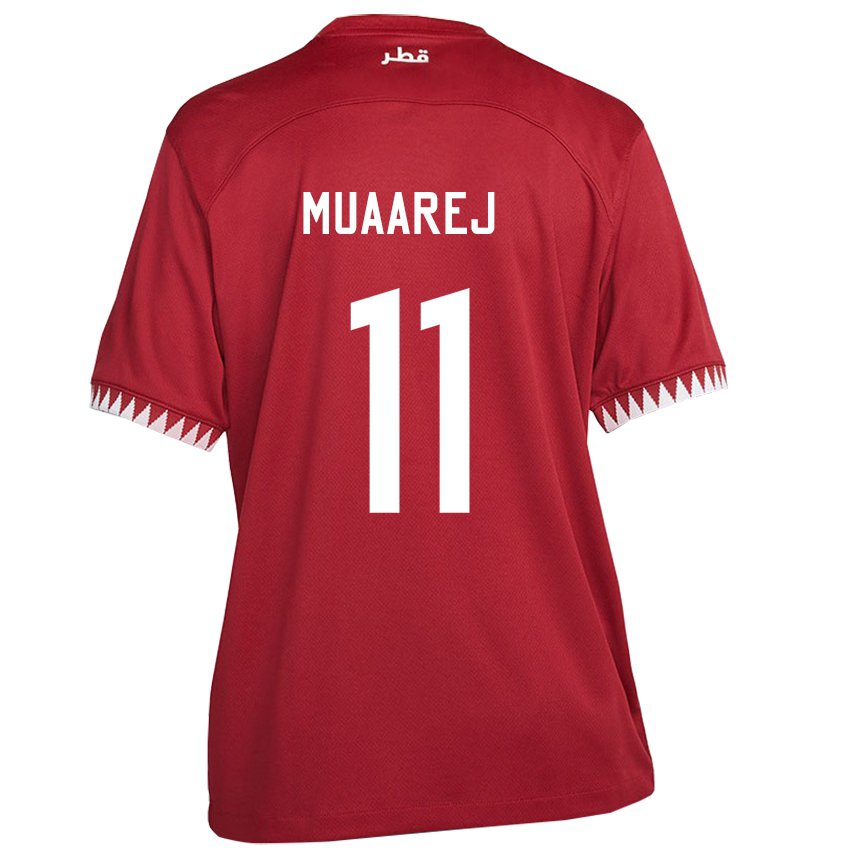 Mujer Camiseta Catar Mooza Muaarej #11 Granate 1ª Equipación 22-24 La Camisa Chile