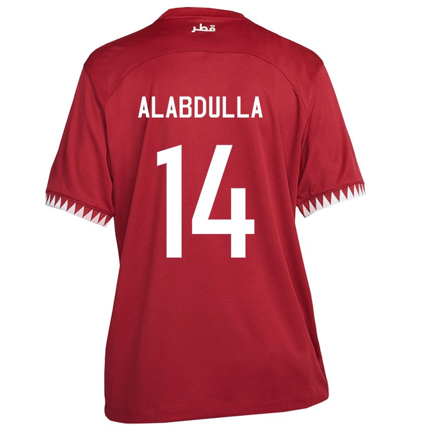 Mujer Camiseta Catar Moudhi Alabdulla #14 Granate 1ª Equipación 22-24 La Camisa Chile