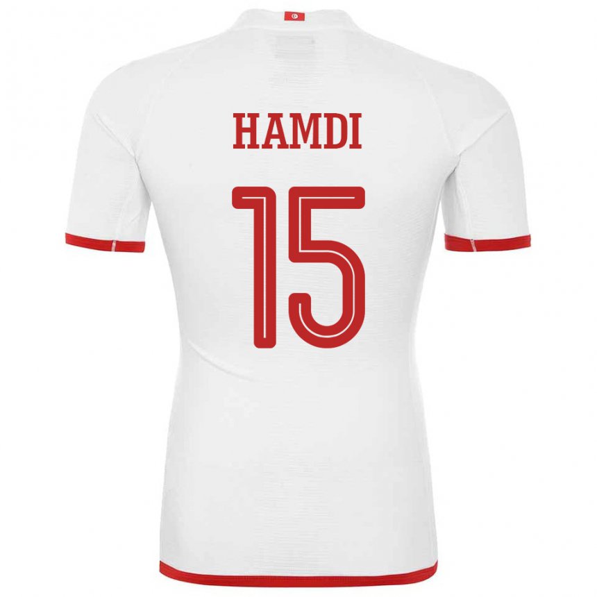Mujer Camiseta Túnez Hanna Hamdi #15 Blanco 2ª Equipación 22-24 La Camisa Chile