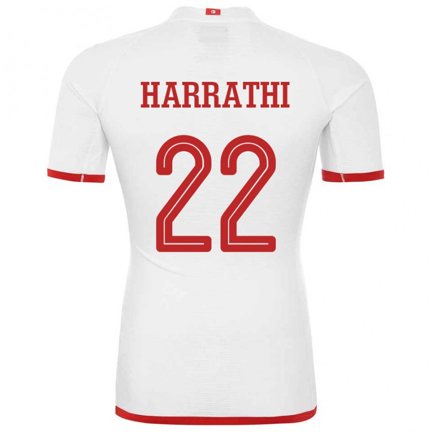 Mujer Camiseta Túnez Najla Harrathi #22 Blanco 2ª Equipación 22-24 La Camisa Chile