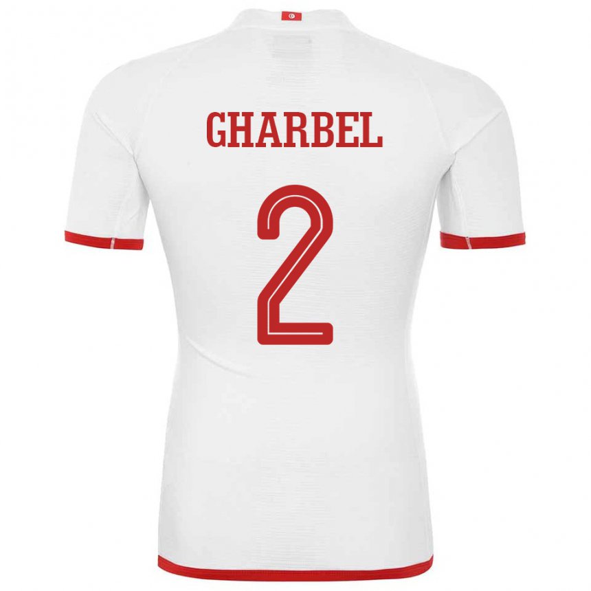 Mujer Camiseta Túnez Mahmoud Gharbel #2 Blanco 2ª Equipación 22-24 La Camisa Chile