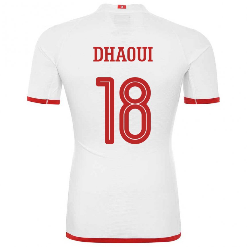 Mujer Camiseta Túnez Mouhamed Dhaoui #18 Blanco 2ª Equipación 22-24 La Camisa Chile