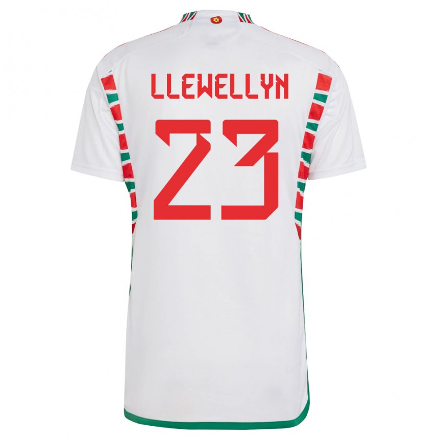 Mujer Camiseta Gales Ffion Llewellyn #23 Blanco 2ª Equipación 22-24 La Camisa Chile
