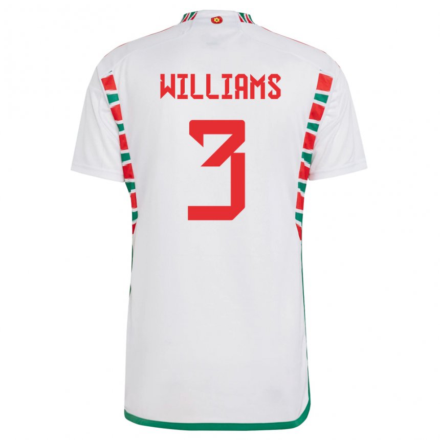 Mujer Camiseta Gales Zac Williams #3 Blanco 2ª Equipación 22-24 La Camisa Chile